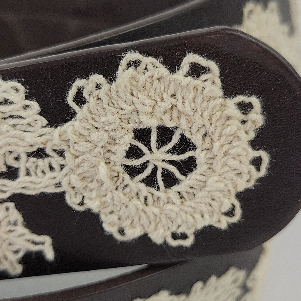 Boho Chic Crochet Embroidered Belt Black Size 32 - Picture 6 of 10